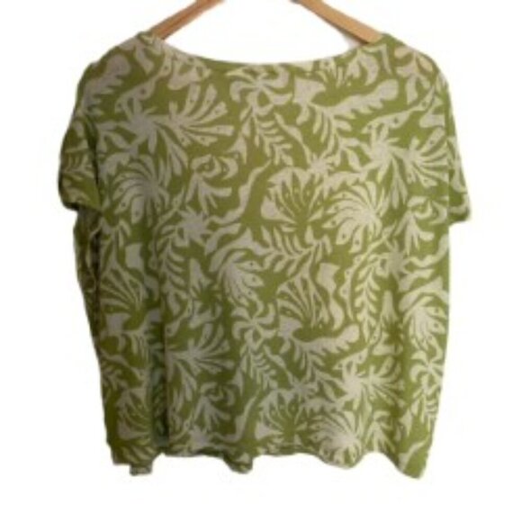 Rachel Zoe Green Print Linen Blend Top 1X - Picture 3 of 5